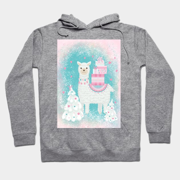 Cute Llama with Christmas Gifts Hoodie by in_pictures